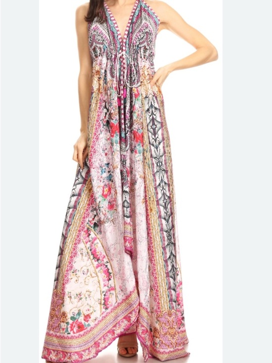 Sakkas Dresses & Skirts - Sakkas Lizi Womens Maxi High-low Halter Handkerchief Long Dress Pink One Size